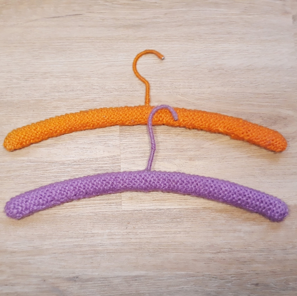 Handmade 6 Crochet Covered Hangers - Yellow, Green, Orange and Purple - Picture 4 of 11